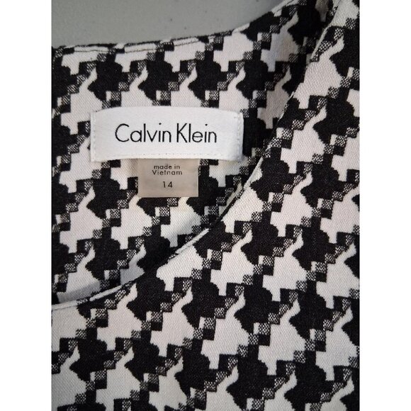 Calvin Klein Womens Houndstooth Sheath Dress Size 14 Black & White Sleeveless - Picture 6 of 8